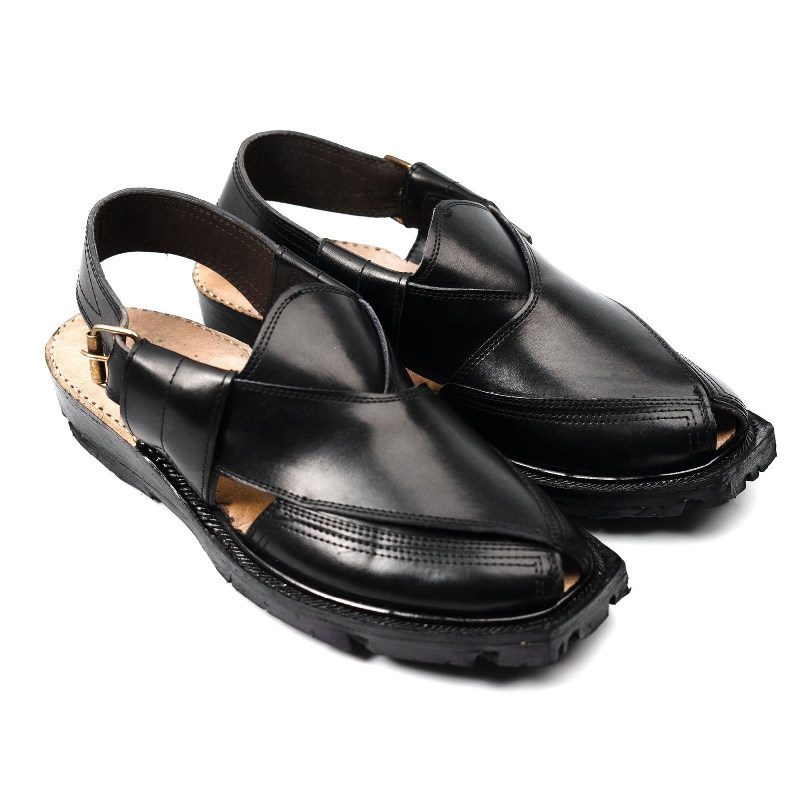 Handmade Norozi Peshawari Chappal (Black)