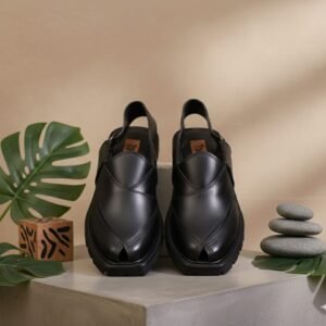 Handmade Norozi Peshawari Chappal (Black)