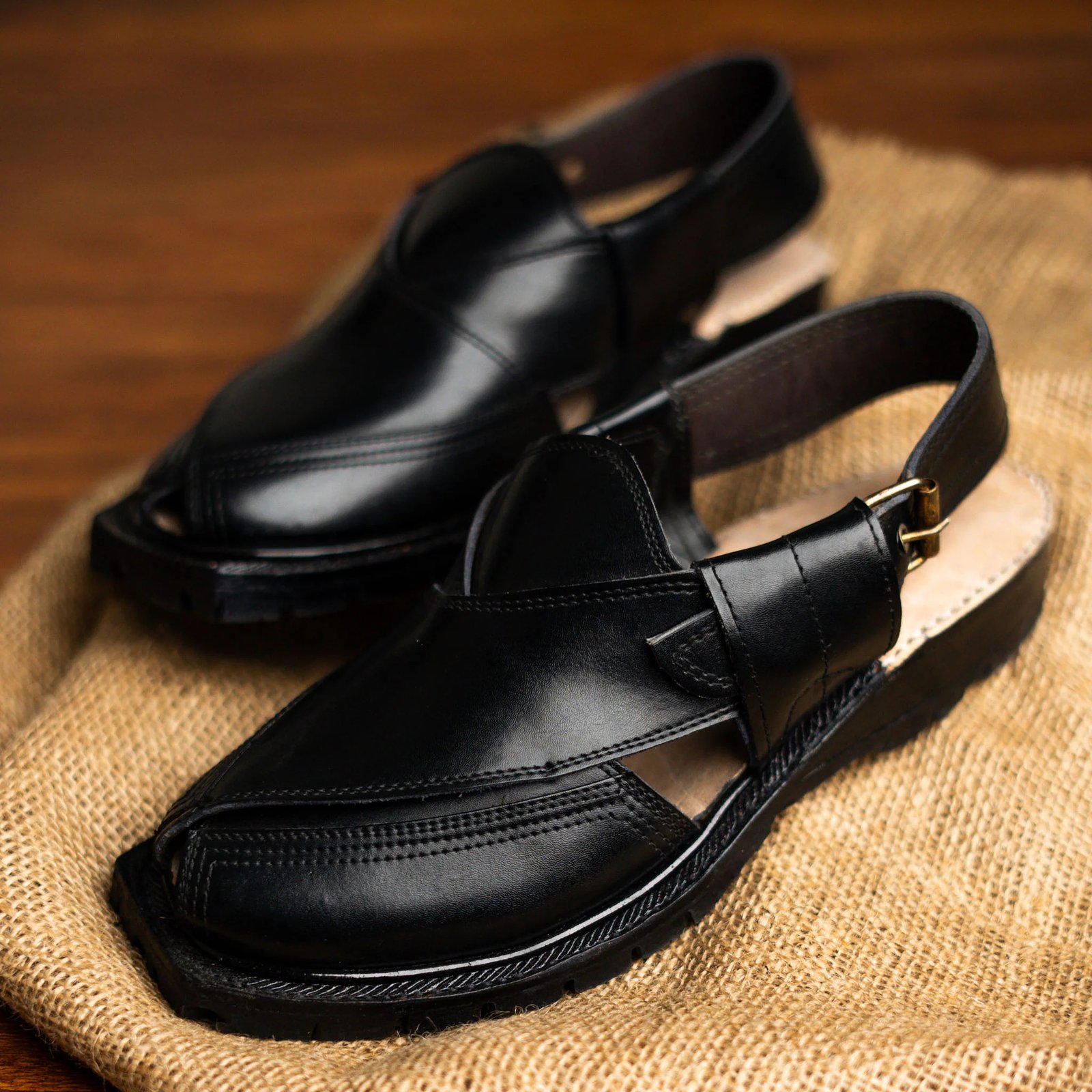 Handmade Norozi Peshawari Chappal (Black) - Image 4