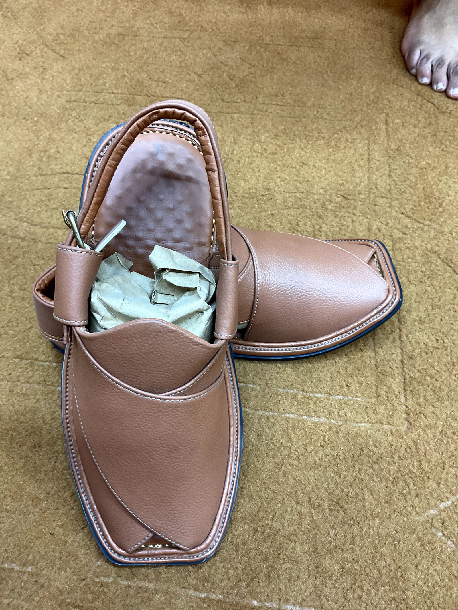 Dotted Design Handmade Chappal (Camel) - Image 2